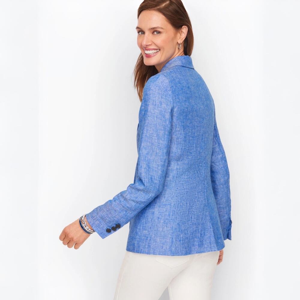 Talbots Blue Linen Blazer - Picture 2 of 10